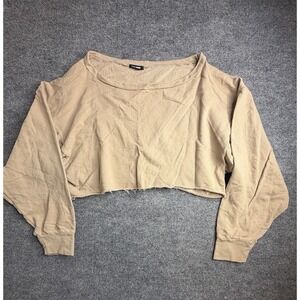 Fashion Nova Beige Cropped Boxy Sweatshirt Womens Sz XLarge